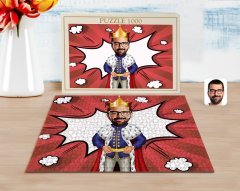 Kişiye Özel Kral Karikatürlü 1000 Parça Profesyonel Puzzle-1