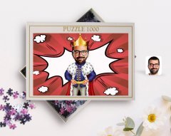 Kişiye Özel Kral Karikatürlü 1000 Parça Profesyonel Puzzle-1