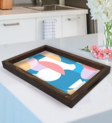 BK Gift Modern Art Tasarımlı Doğal Ahşap Tepsi-9