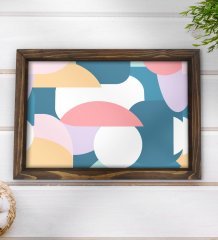 BK Gift Modern Art Tasarımlı Doğal Ahşap Tepsi-9