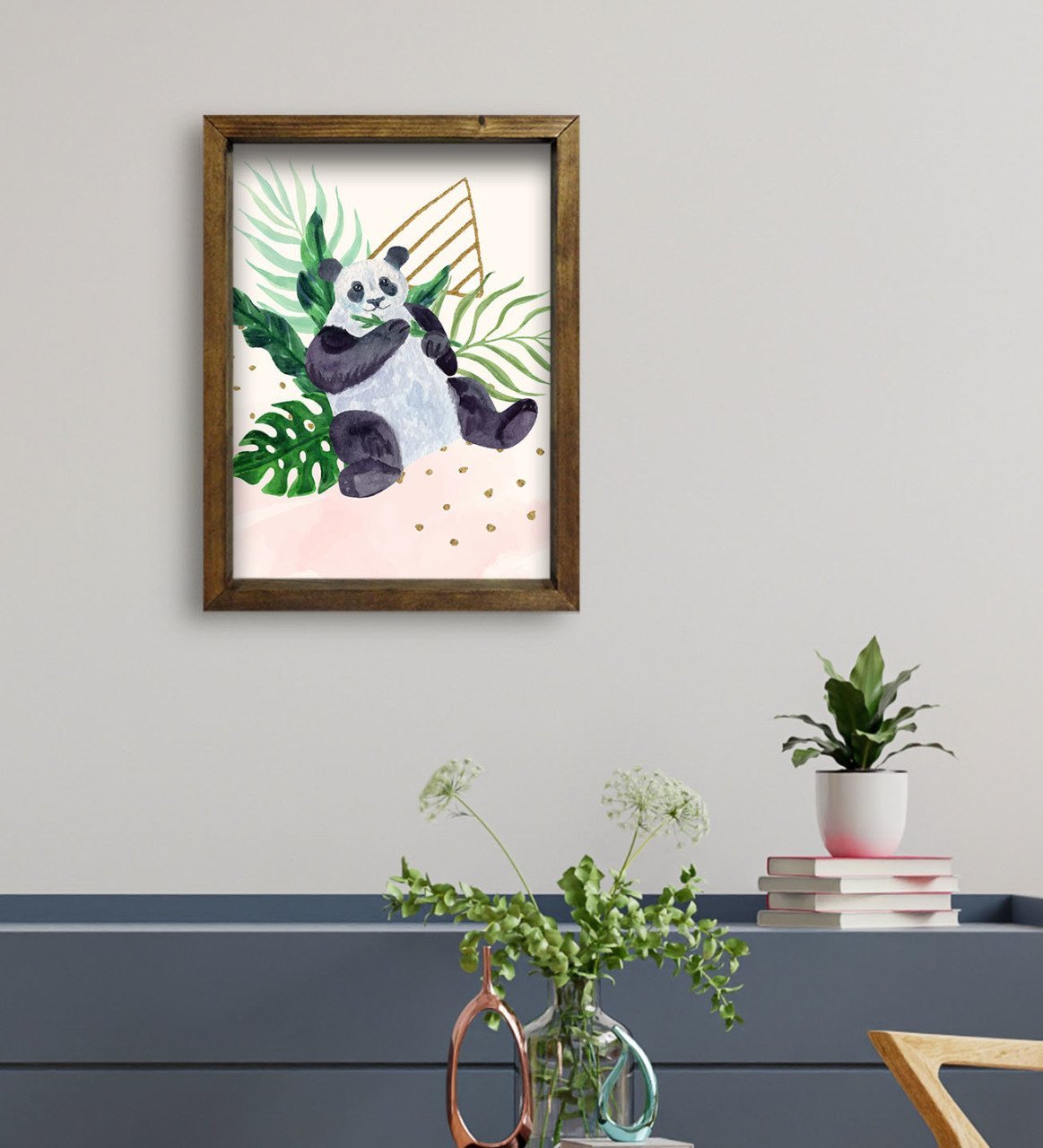 BK Gift Otel Odası Konseptli Doğal Masif Ahşap Çerçeveli Tablo 45x65cm-57