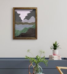 BK Gift Otel Odası Konseptli Doğal Masif Ahşap Çerçeveli Tablo 30x40cm-6