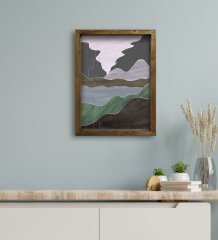 BK Gift Otel Odası Konseptli Doğal Masif Ahşap Çerçeveli Tablo 30x40cm-6