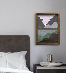 BK Gift Otel Odası Konseptli Doğal Masif Ahşap Çerçeveli Tablo 30x40cm-6