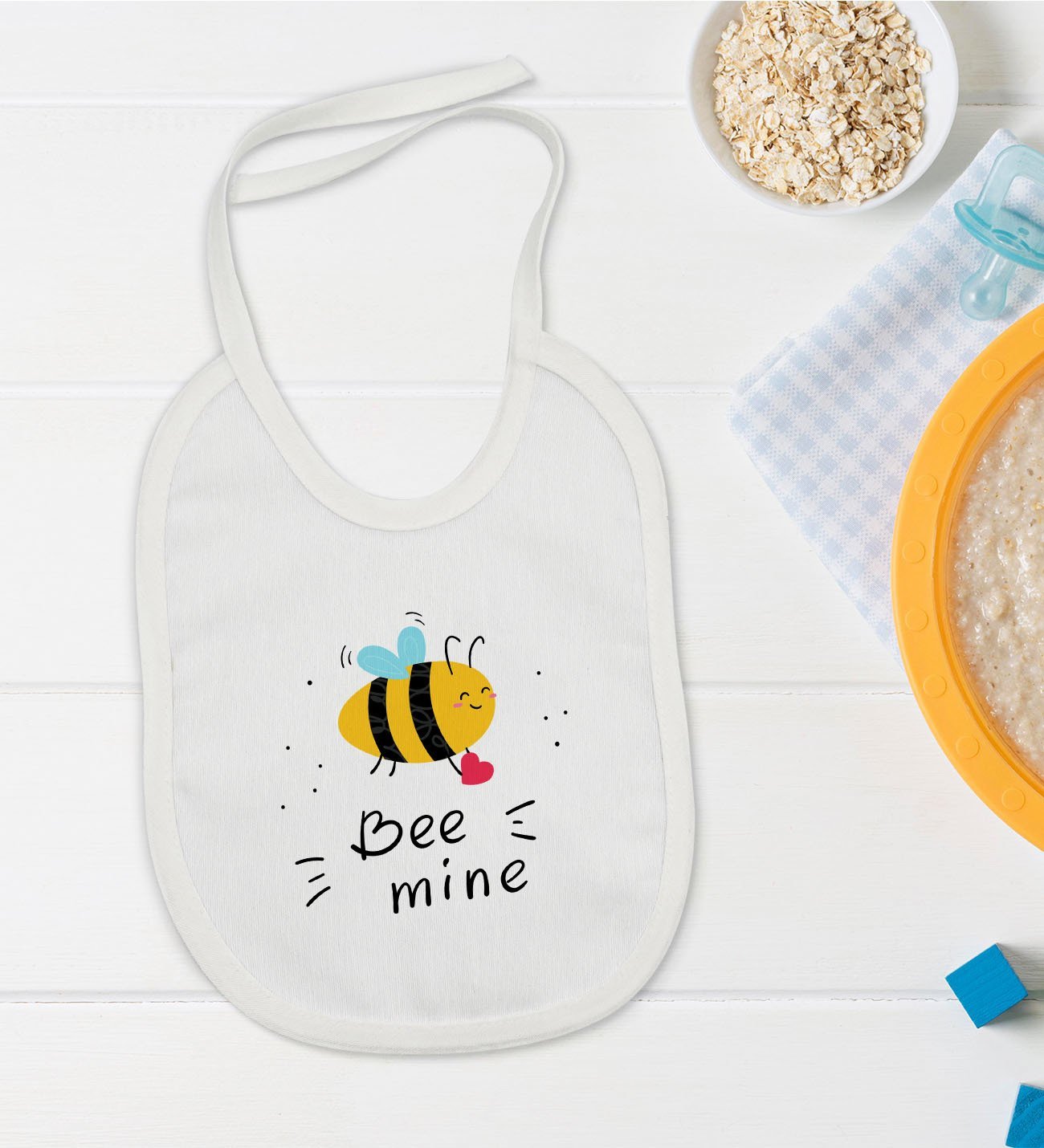 BK Kids Bee Mine Tasarımlı Bebek Mama Önlüğü - Model 1