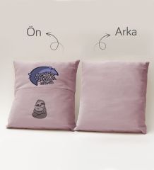 BK Gift Eğlenceli Tasarımlı Organizer Kumanda ve Atıştırmalık Cepli Pembe Kırlent Yastık- 14, Ev Dekoru, Ev Hediyesi