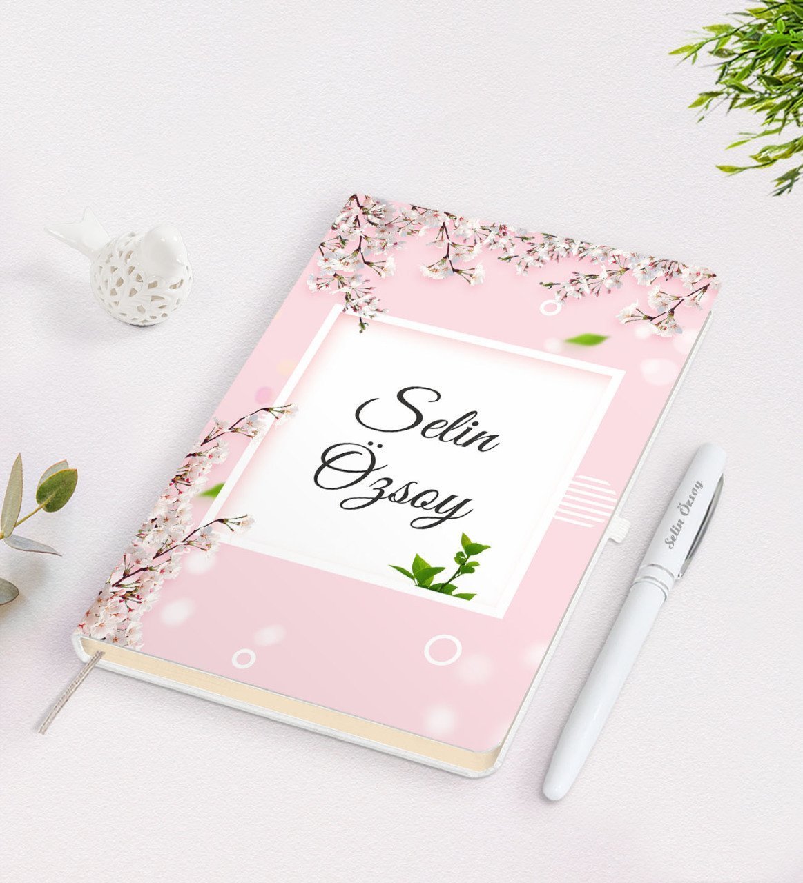 Kişiye Özel İsimli Çerçeveli Defter Kalem Seti-13