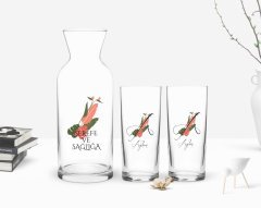 Kişiye Özel Renkli Baskılı Harf ve İsim Tasarımlı İkili Rakı Bardağı ve Karaf Hediye Seti-5