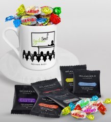 Kişiye Özel Sınıf Öğretmeni Türk Kahvesi Fincanı Selamlique Karışık Türk Kahvesi ve Haribo Şeker Hediye Seti-5