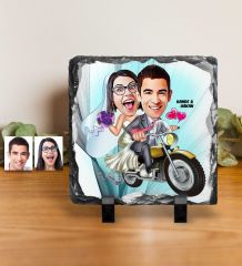 Kişiye Özel Gelin Damat Karikatürlü Dekoratif Doğal Taş - 8