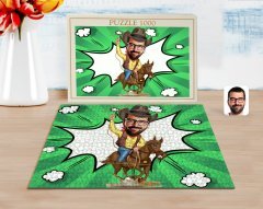 Kişiye Özel Kovboy Karikatürlü 1000 Parça Profesyonel Puzzle-2