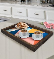 BK Gift Modern Art Tasarımlı Doğal Ahşap Tepsi-8