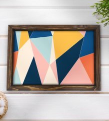 BK Gift Modern Art Tasarımlı Doğal Ahşap Tepsi-8