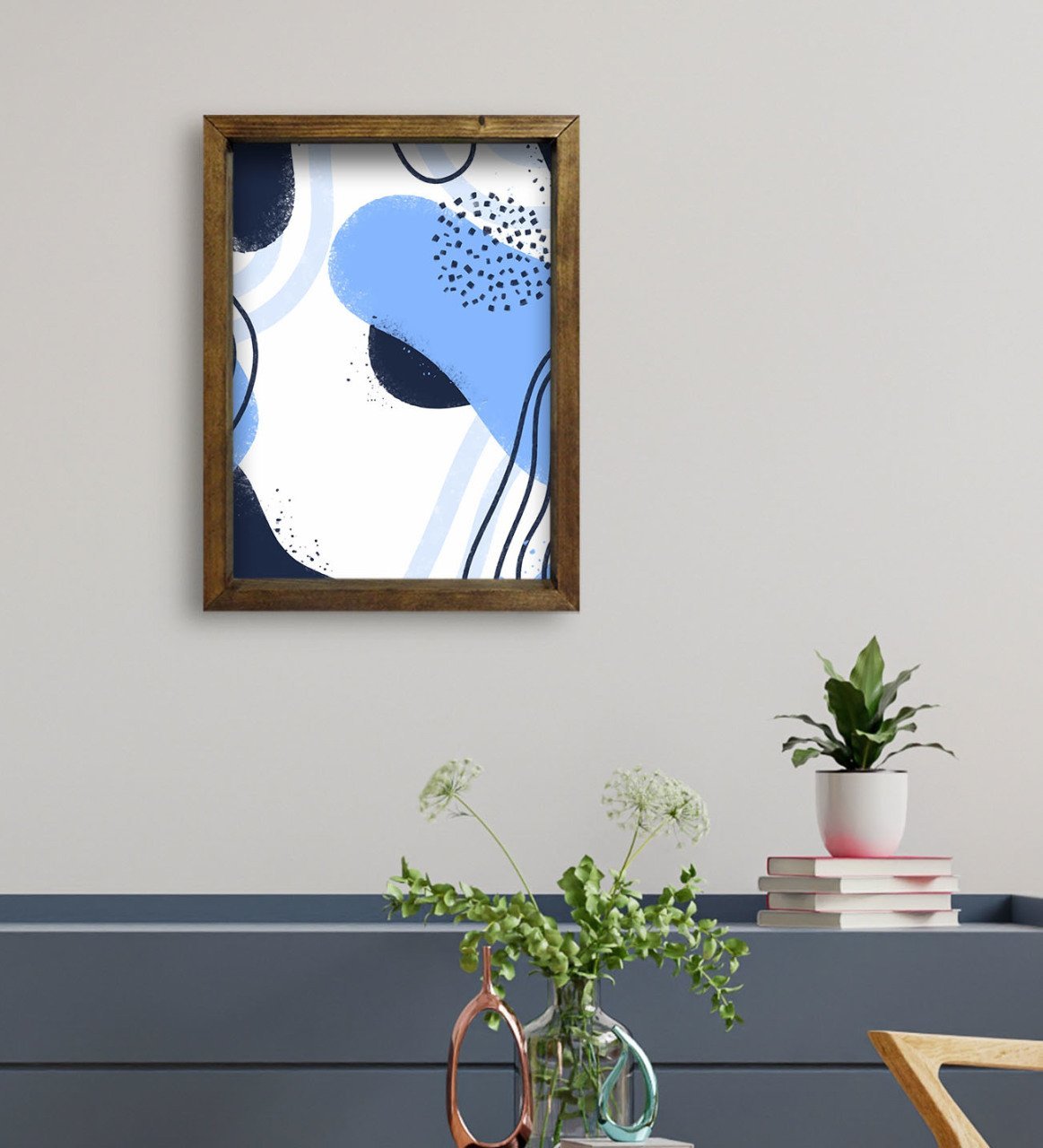 BK Gift Otel Odası Konseptli Doğal Masif Ahşap Çerçeveli Tablo 45x65cm-56