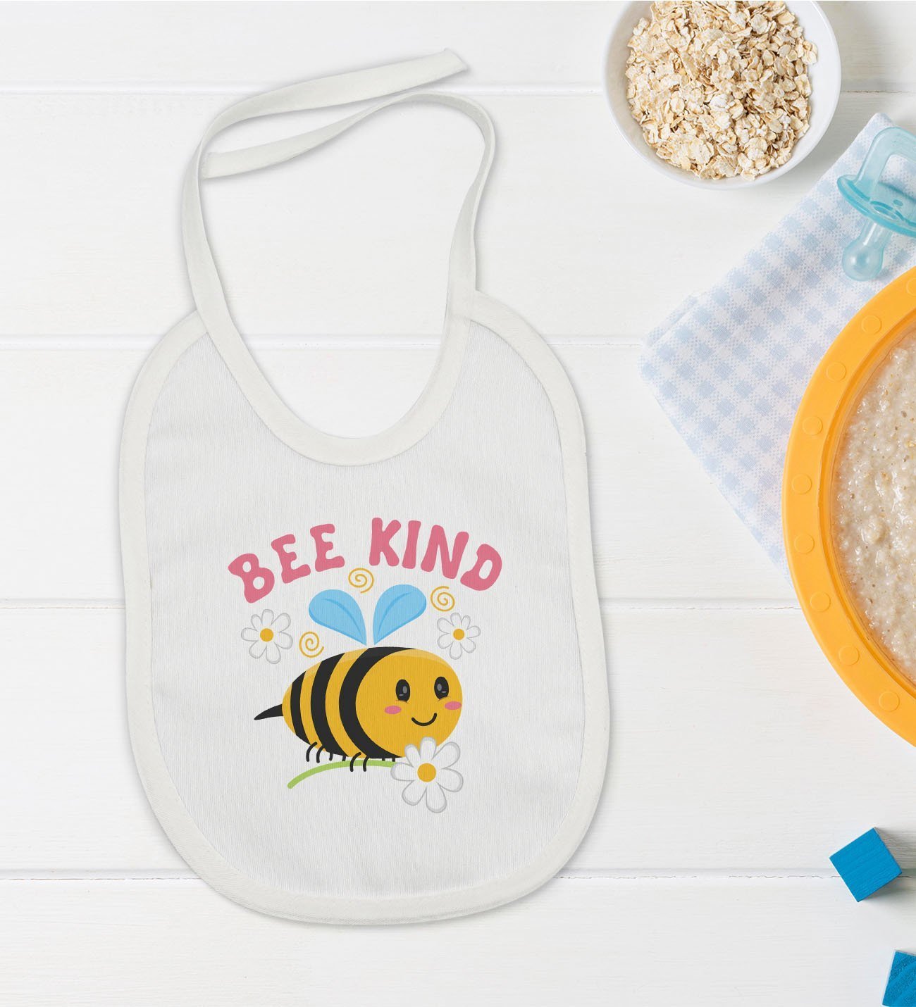 BK Kids Bee Kind Tasarımlı Bebek Mama Önlüğü - Model 1