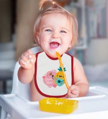 BK Kids Kişiye Özel Sevimli Ananas Tasarımlı 2’li Kırmızı Mama Önlüğü-1