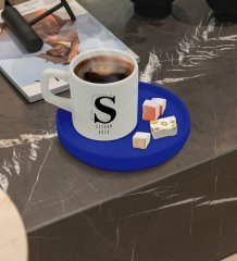 Kişiye Özel Mavi Sunum Tabaklı İsimli Türk Kahvesi Fincanı Model 34
