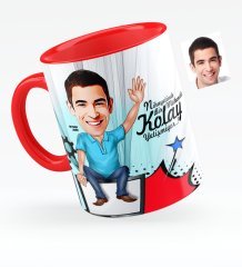 Kişiye Özel Bay Bilgisayar Mühendisi Karikatürlü Kırmızı Kupa Bardak - 1