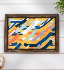 BK Gift Modern Art Tasarımlı Doğal Ahşap Tepsi-7