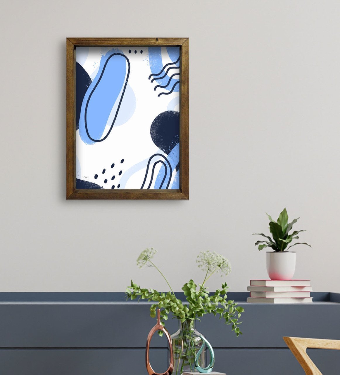 BK Gift Otel Odası Konseptli Doğal Masif Ahşap Çerçeveli Tablo 45x65cm-55