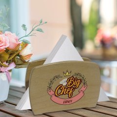 Kişiye Özel Big Chef Tasarımlı Lüks Ahşap Peçetelik-3