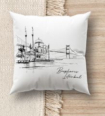 BK Gift İstanbul Tasarımlı Beyaz Kırlent Yastık, Ev Hediyesi, Ev Dekorasyonu, Dekoratif Hediye-6