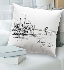 BK Gift İstanbul Tasarımlı Beyaz Kırlent Yastık, Ev Hediyesi, Ev Dekorasyonu, Dekoratif Hediye-6