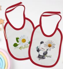 BK Kids Kişiye Özel Papatya Temalı 2’li Kırmızı Mama Önlüğü-2