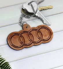 Audi Logolu Ahşap Anahtarlık-2