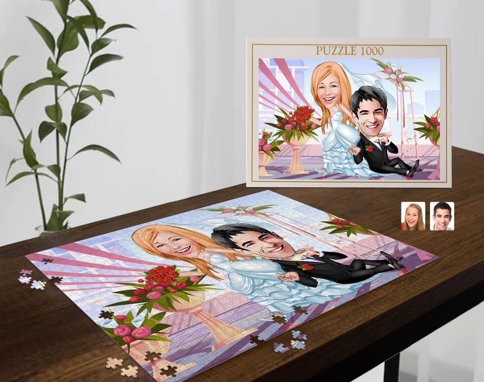 BK Gift Kişiye Özel Aile Tasarımlı 1000 Parça Profesyonel Puzzle, 3'lü  Portre, Aileye Hediye Puzzle-10