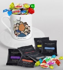 Kişiye Özel Sınıf Öğretmeni Türk Kahvesi Fincanı Selamlique Karışık Türk Kahvesi ve Haribo Şeker Hediye Seti-3