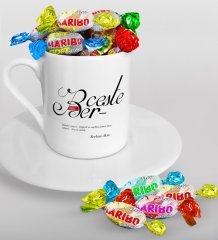 Kişiye Özel Mânâ Berceste Türk Kahvesi Fincanı ve Haribo Şeker Hediye Seti