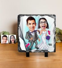 Kişiye Özel Gelin Damat Karikatürlü Dekoratif Doğal Taş - 6