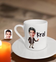 Kişiye Özel Erkek Kral Karikatürlü Türk Kahvesi Fincanı-2
