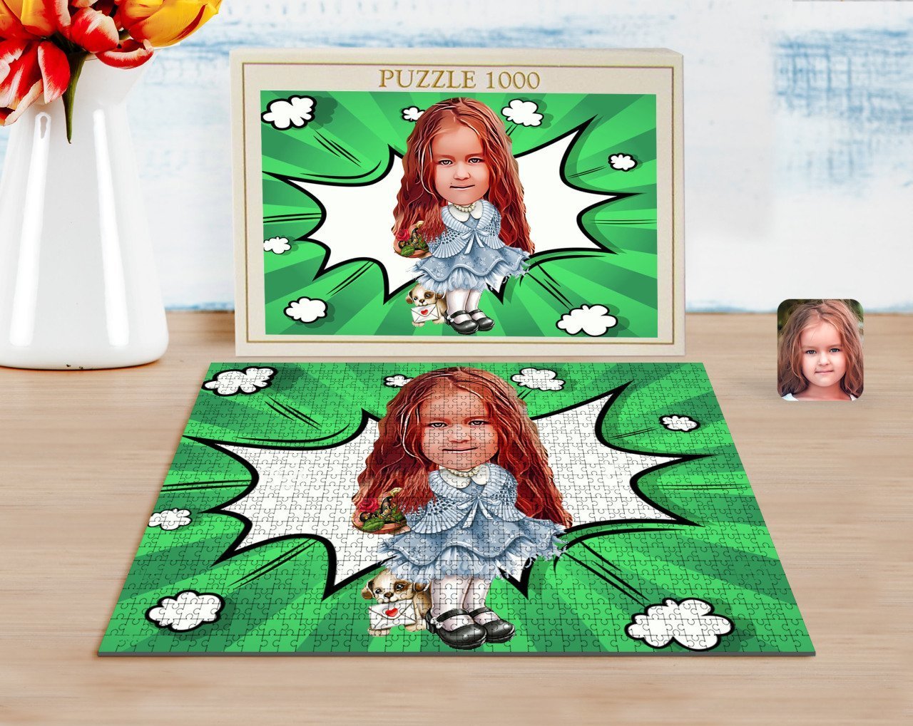 Kişiye Özel Kız Çocuk Karikatürlü 1000 Parça Profesyonel Puzzle-16