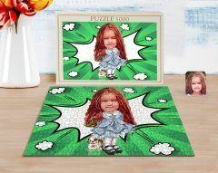 Kişiye Özel Kız Çocuk Karikatürlü 1000 Parça Profesyonel Puzzle-16