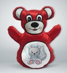 BK Gift Sevimli Kedi Tasarımlı Kırmızı Ayıcık Yastık-1
