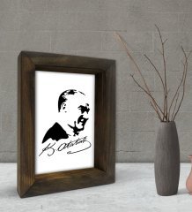 BK Gift Atatürk Tasarımlı Dekoratif Doğal Masif Ahşap Çerçeve 15x20cm-46