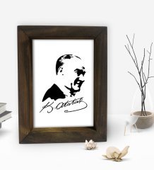BK Gift Atatürk Tasarımlı Dekoratif Doğal Masif Ahşap Çerçeve 15x20cm-46