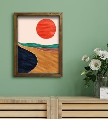 BK Gift Otel Odası Konseptli Doğal Masif Ahşap Çerçeveli Tablo 30x40cm-3