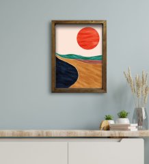 BK Gift Otel Odası Konseptli Doğal Masif Ahşap Çerçeveli Tablo 30x40cm-3