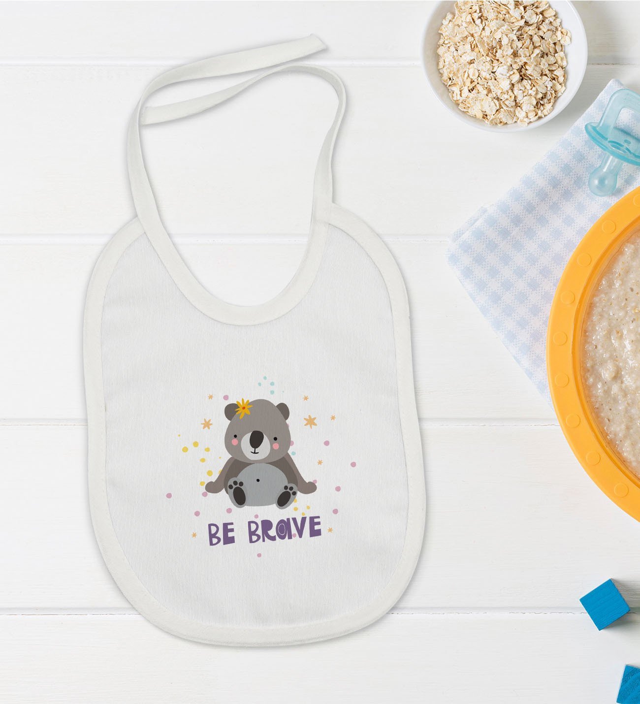 BK Kids Be Brave Tasarımlı Bebek Mama Önlüğü - Model 1