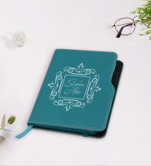Kişiye Özel İsimli Turkuaz Termo Deri Defter-1