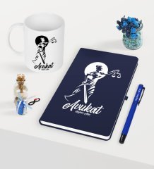 Kişiye Özel Avukat Temalı Lacivert Defter Kalem Kupa Seti - 15
