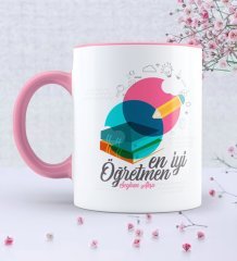 Kişiye Özel En İyi Öğretmen Pembe Kupa Bardak - 3