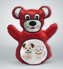 BK Gift Sevimli Kedi ve Köpek Tasarımlı Kırmızı Ayıcık Yastık-1