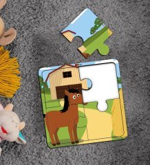 BK Toys Çocuklar İçin Eğitici-Öğretici Ahşap 4 Parça Yapboz Puzzle (6 Adet) - Model 3