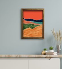 BK Gift Otel Odası Konseptli Doğal Masif Ahşap Çerçeveli Tablo 30x40cm-2