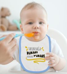 BK Kids Takun Bağa Kukari Tasarımlı Mavi Bebek Body Zıbın ve Mama Önlüğü Hediye Seti-1