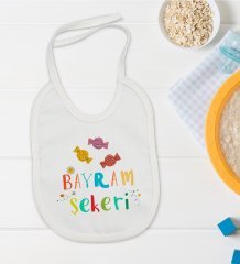 BK Kids Bayram Şekeri Tasarımlı Bebek Mama Önlüğü - Model 1